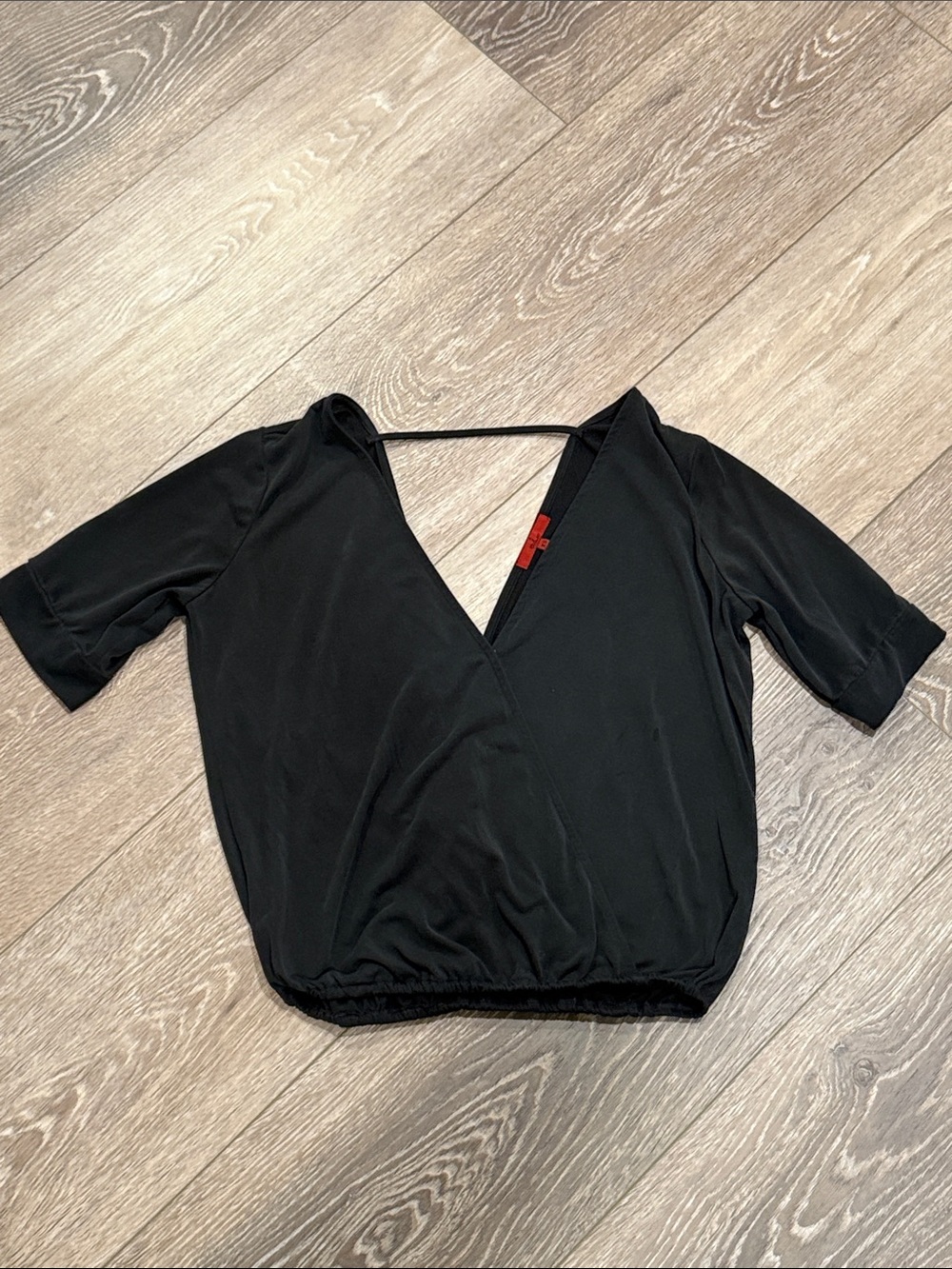 Buckle Black Wrap V-Neck Top